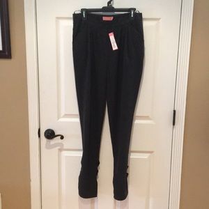 Black Dress Pants with Brass Buckle Accents